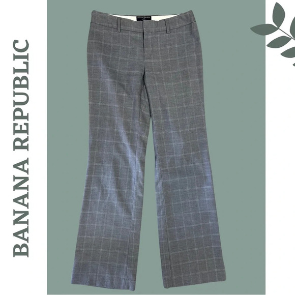 Banana Republic Martin Fit Check Trouser Grey Blue  Size 4 - Picture 1 of 7